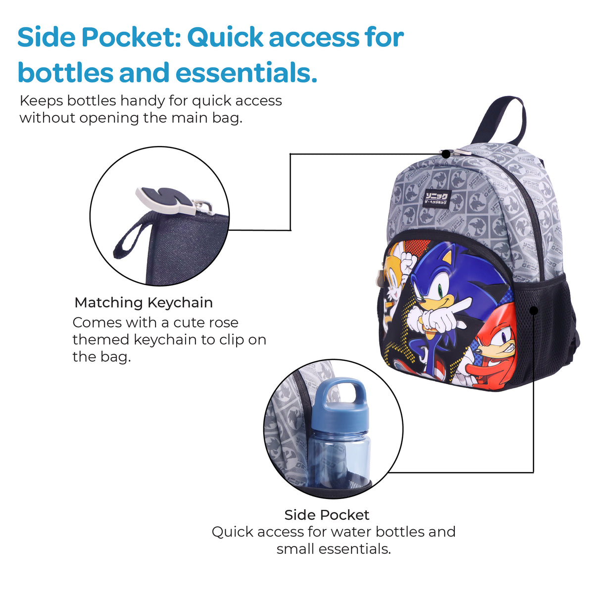 MOON Licensed SONIC the Hedgehog 3 in 1 Kids Backpack Set