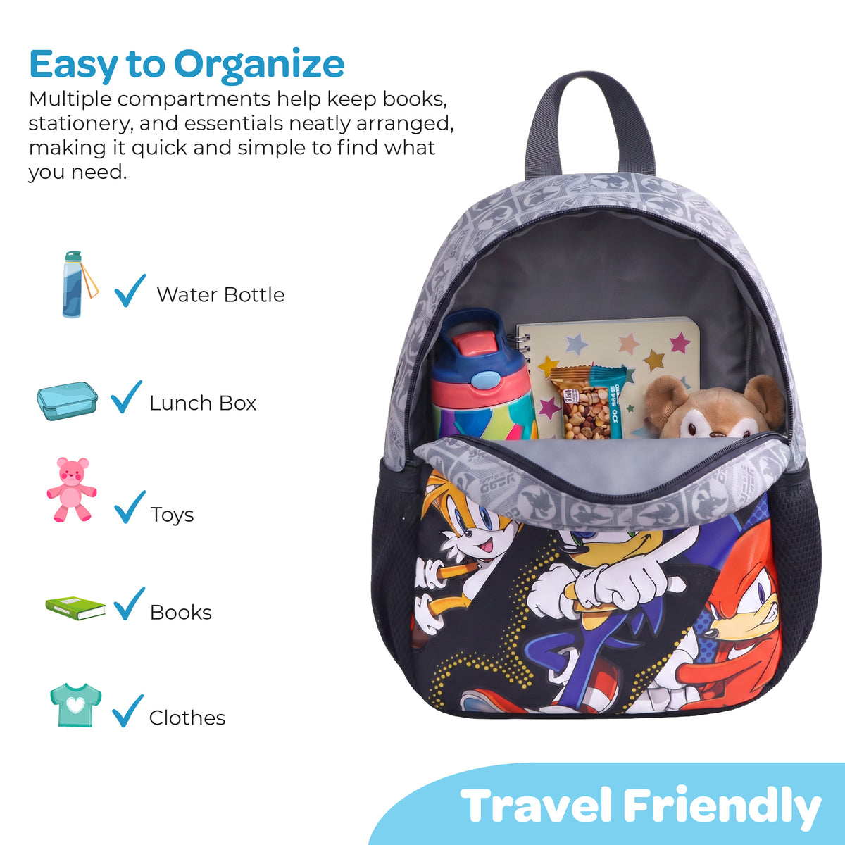 MOON Licensed SONIC the Hedgehog 3 in 1 Kids Backpack Set