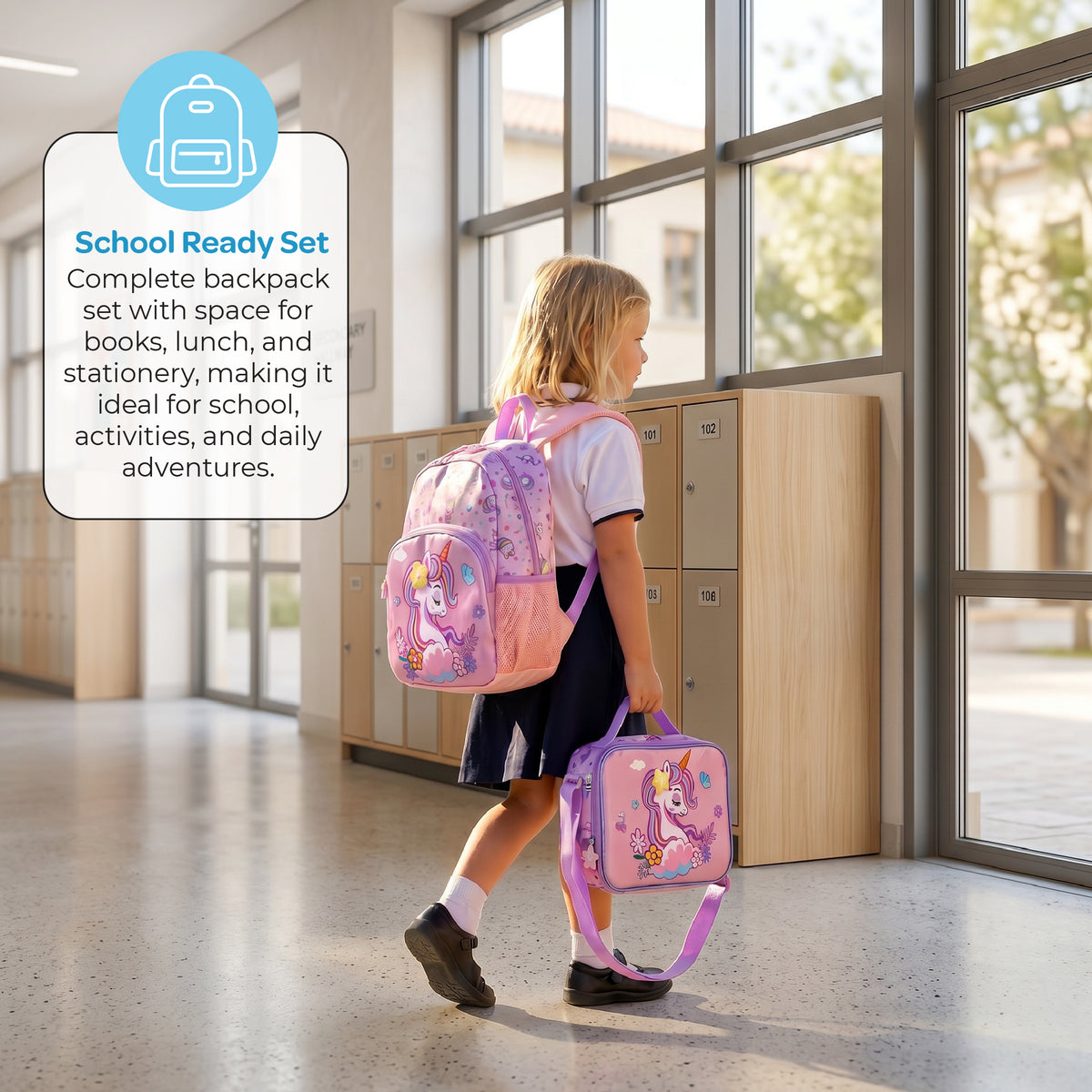 MOON UNICORN 3 in 1 Kids Backpack Set