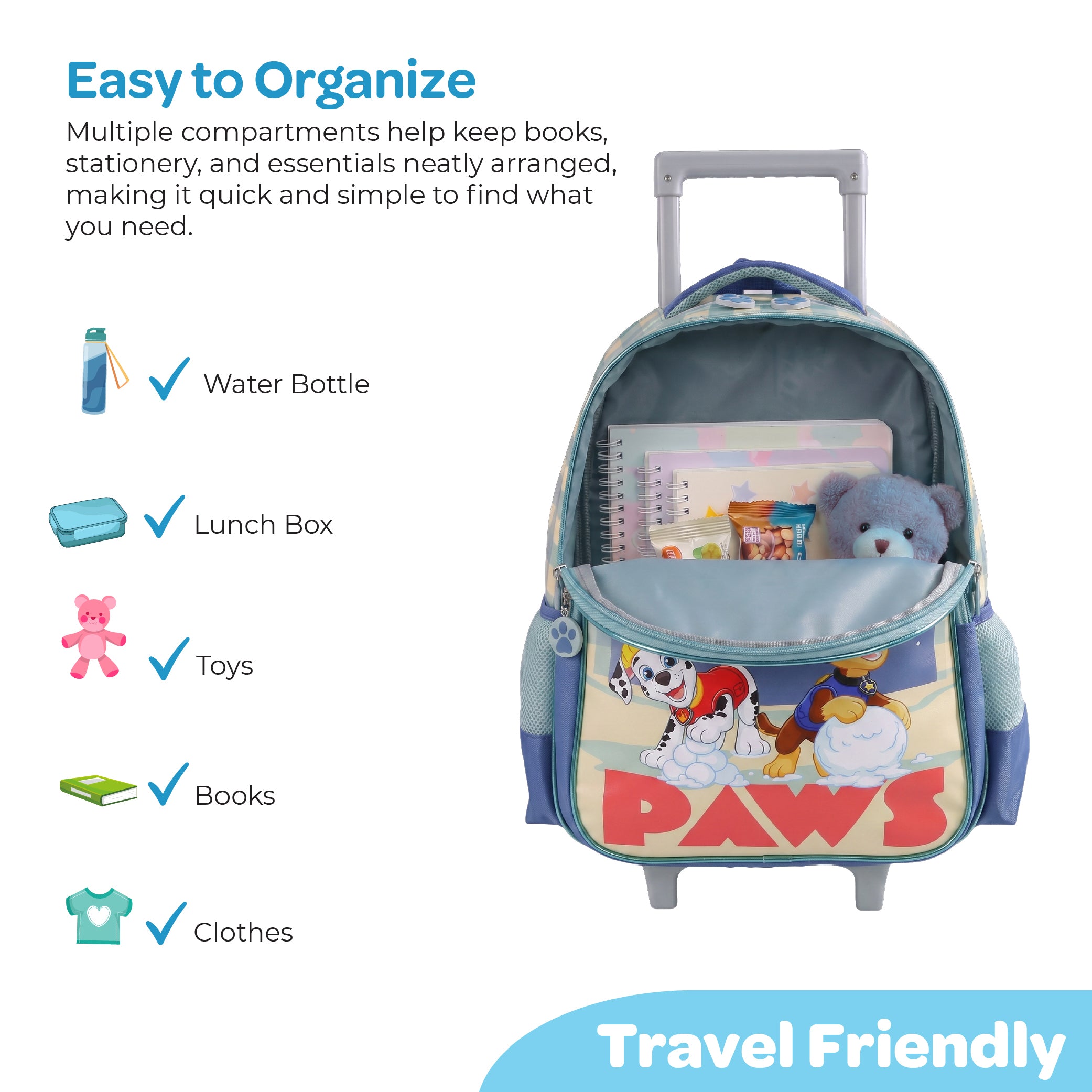 MOON Licensed Paw Patrol Snow Paw 3 in 1 Kids Trolley Set