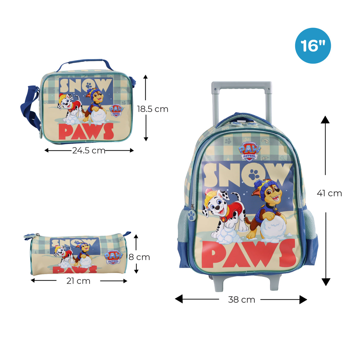 MOON Licensed Paw Patrol Snow Paw 3 in 1 Kids Trolley Set