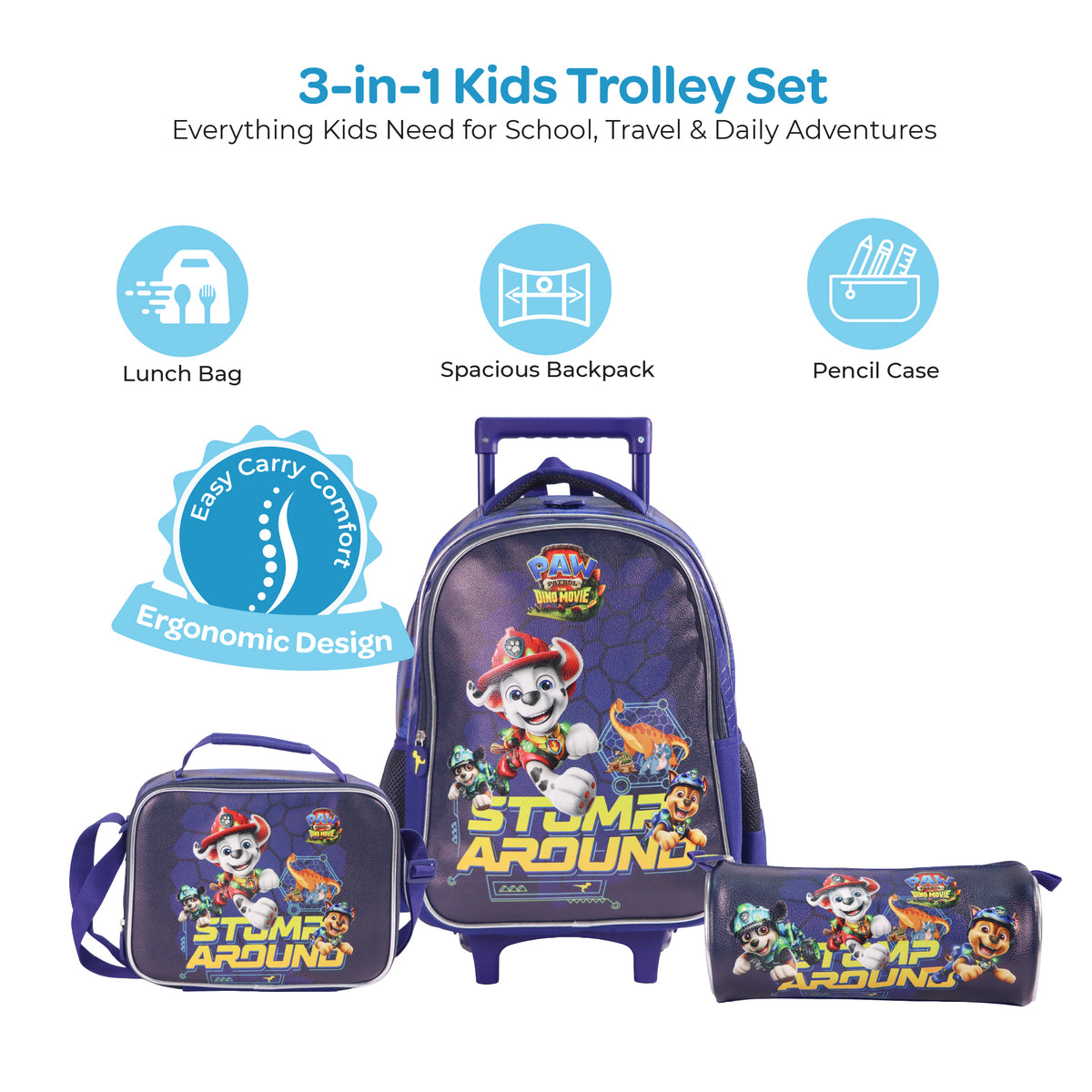 MOON Licensed Paw Patrol 3 in 1 Kids Trolley Set