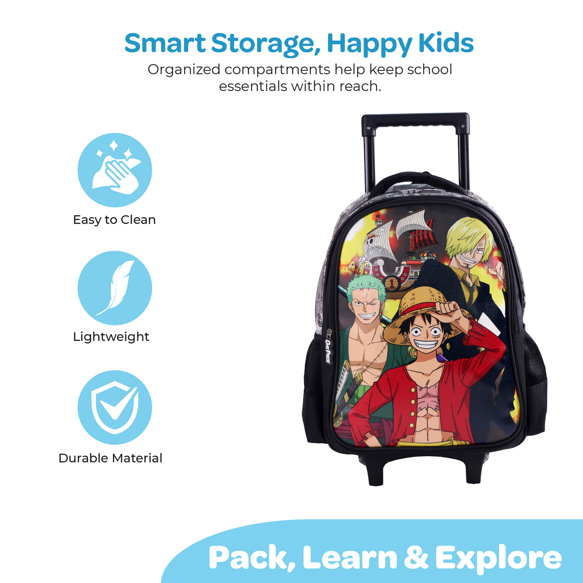 MOON Licensed One Piece 3 in 1 Kids Trolley Set