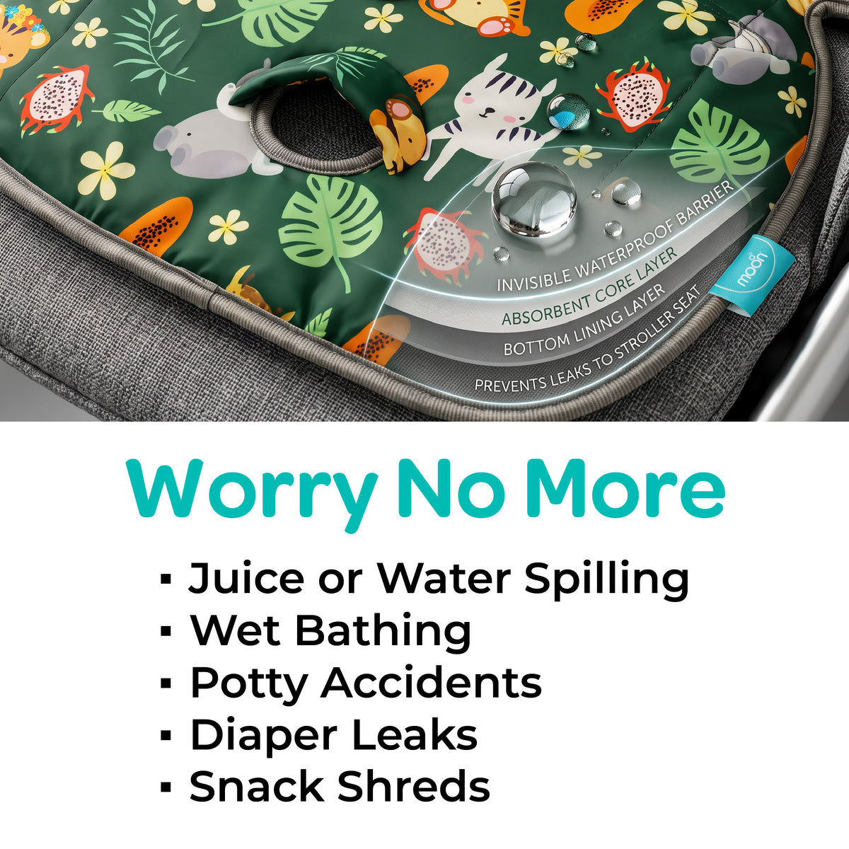 MOON Waterproof Cushion Pad – 3-in-1 Liner for Car Seat, Stroller & Highchair
