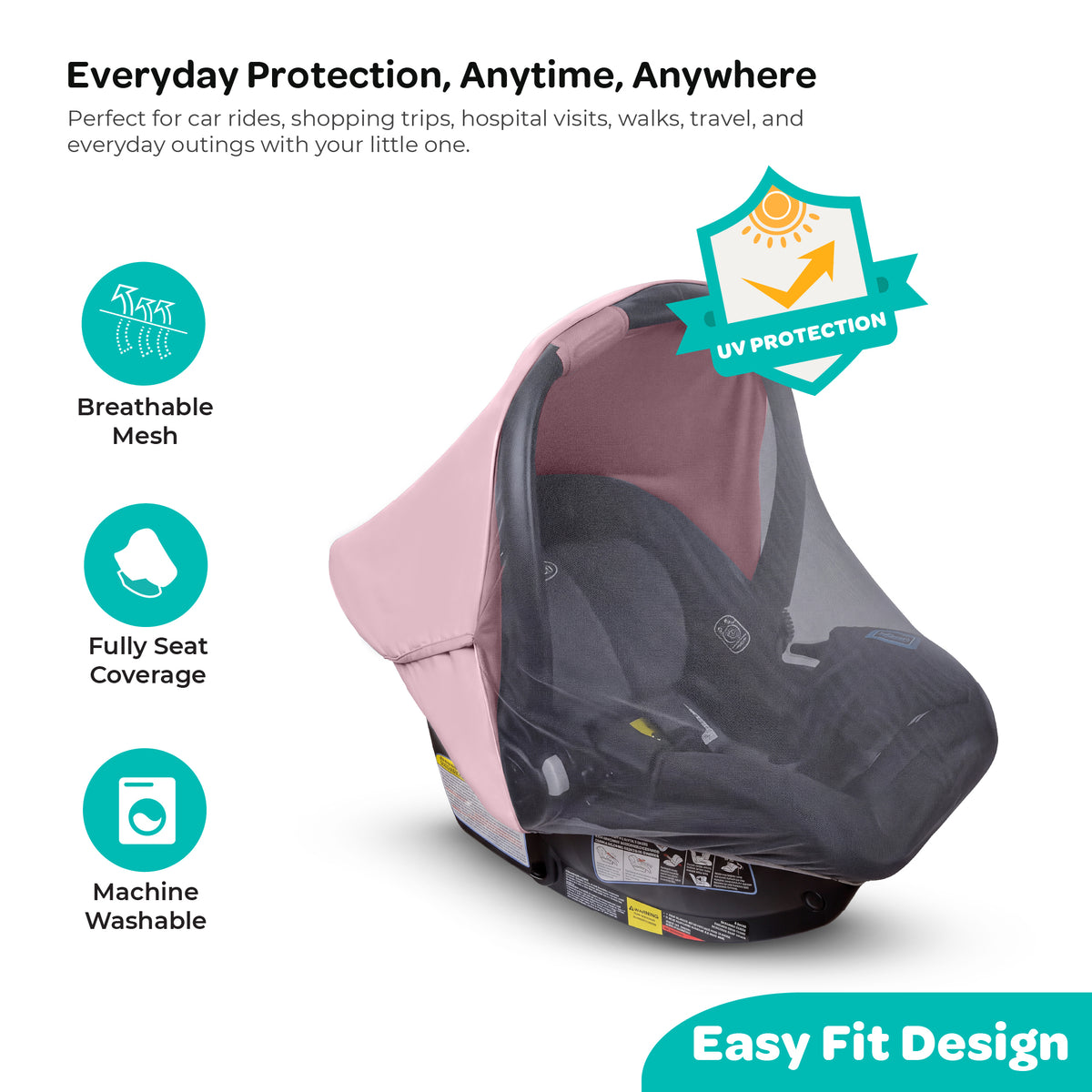 MOON 2-in-1 Universal Baby Car Seat Cover – Sunshade & Mosquito Net
