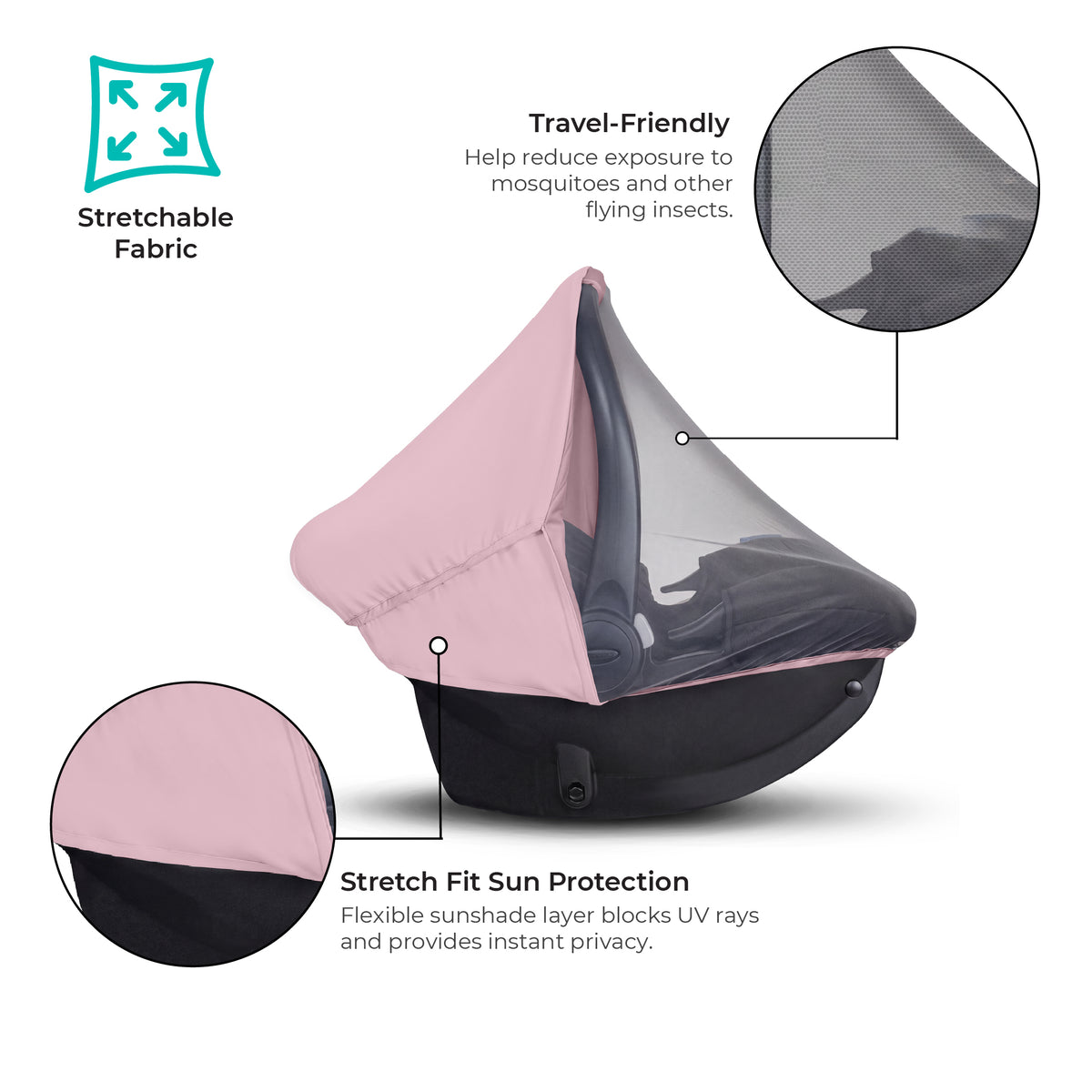 MOON 2-in-1 Universal Baby Car Seat Cover – Sunshade & Mosquito Net