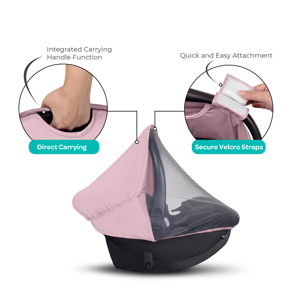 MOON 2-in-1 Universal Baby Car Seat Cover – Sunshade & Mosquito Net