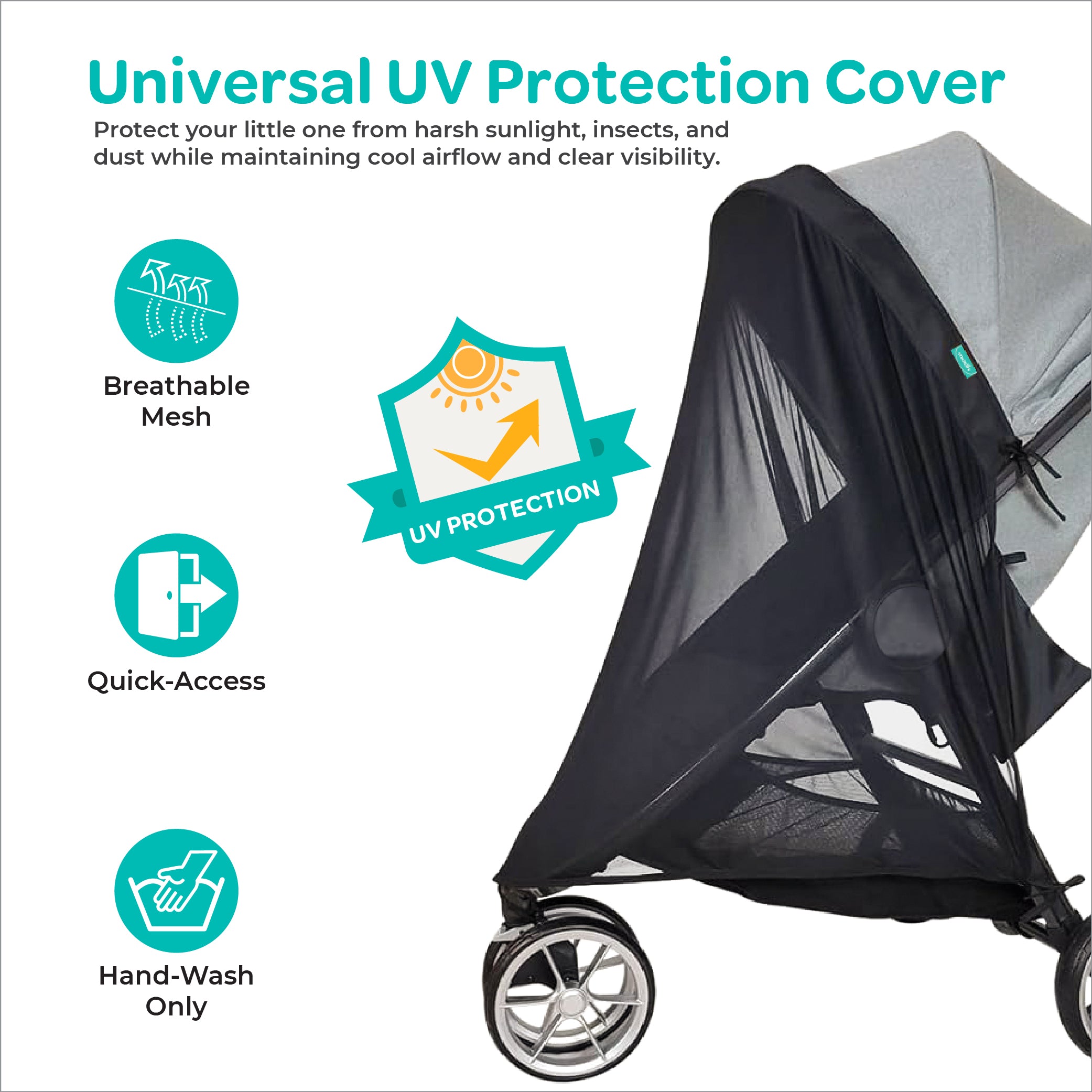 MOON Stroller Sunshade – Universal Baby Stroller UV Protection Cover