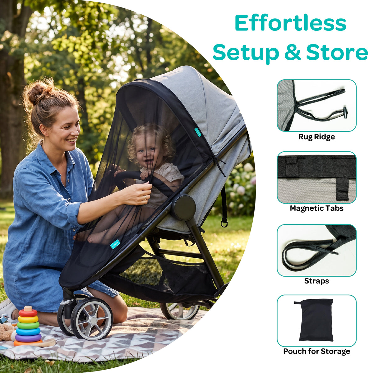 MOON Stroller Sunshade – Universal Baby Stroller UV Protection Cover