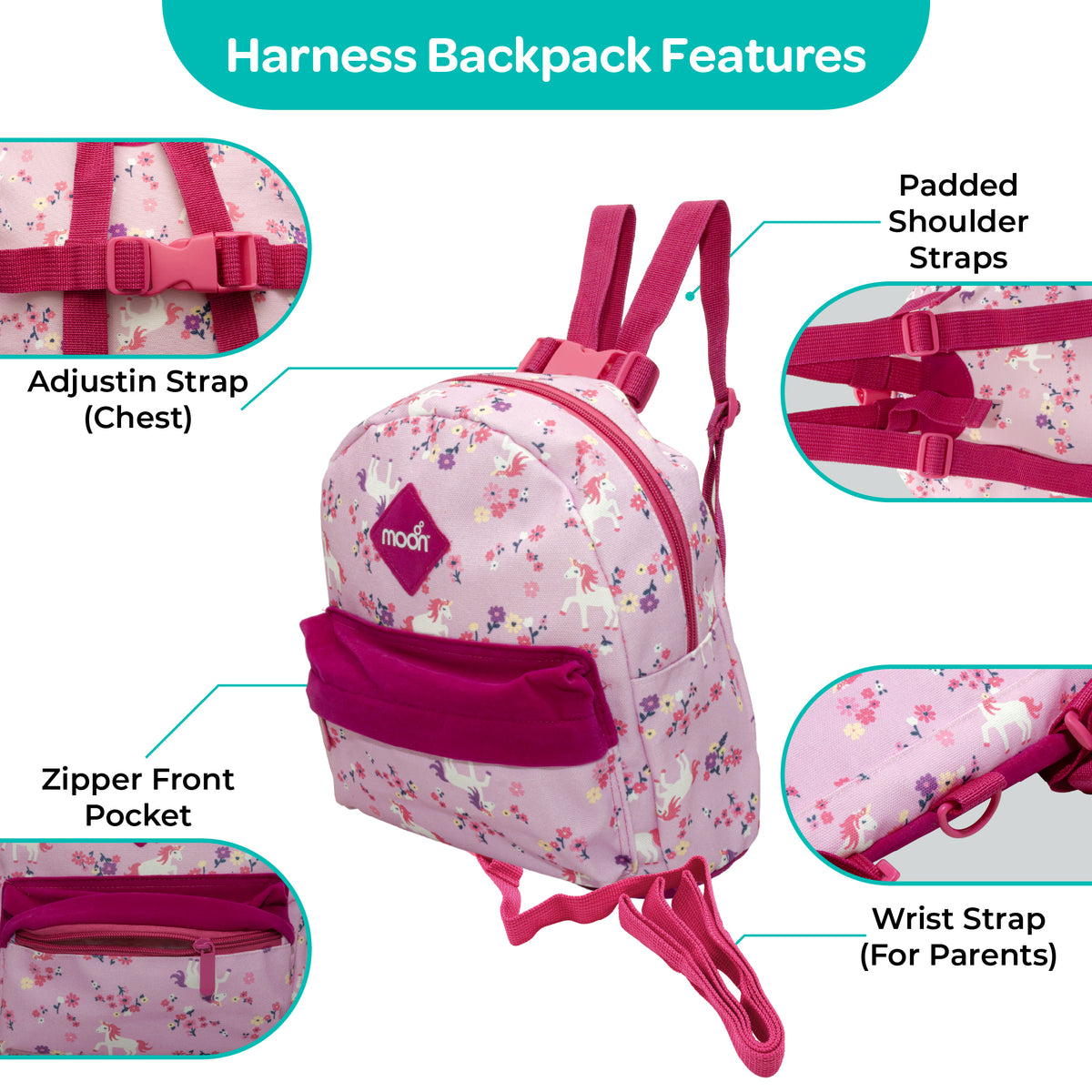 MOON Toddler Harness Backpack with Safety Tether
