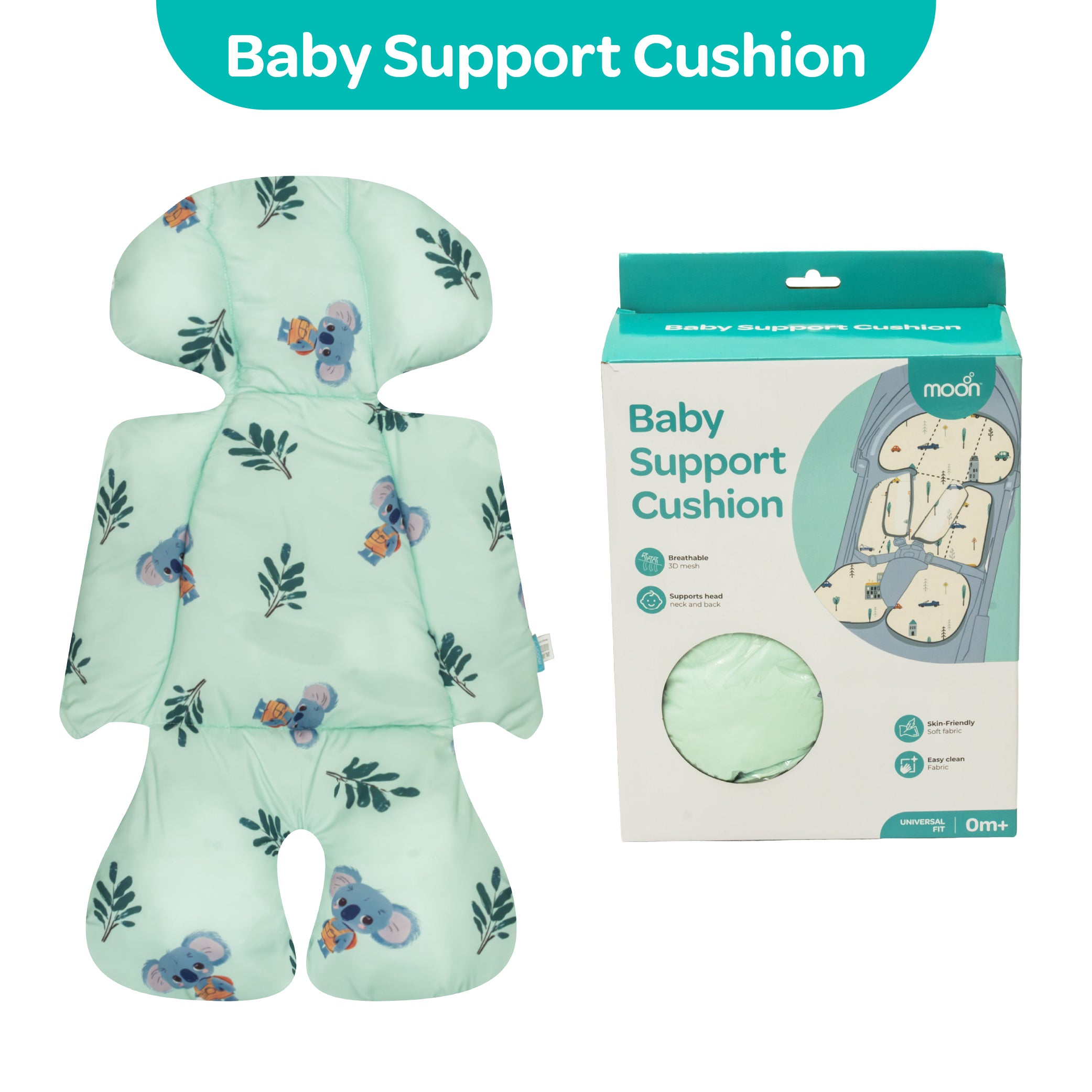 MOON Baby Head Support Cushion – Newborn Head & Neck Support for Car Seat & Stroller