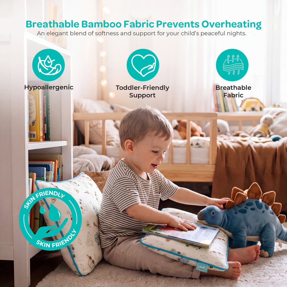 MOON Bamboo Toddler Pillow – Soft Cotton Kids Pillow