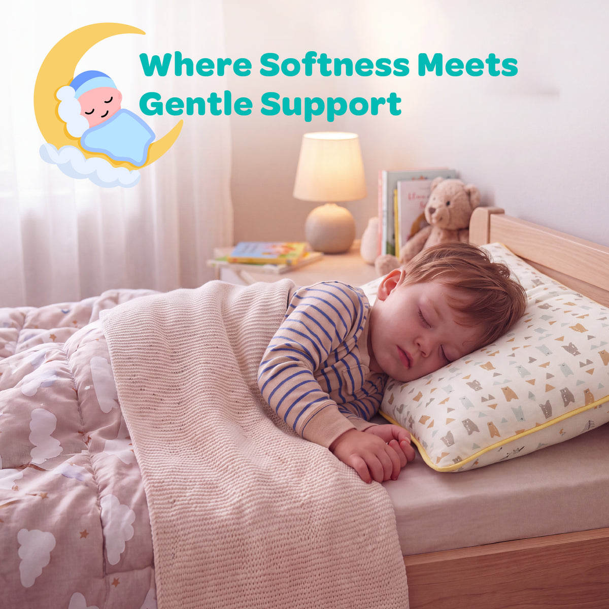 MOON Bamboo Toddler Pillow – Soft Cotton Kids Pillow