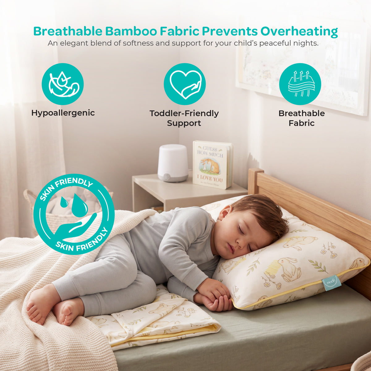 MOON Bamboo Toddler Pillow – Soft Cotton Kids Pillow