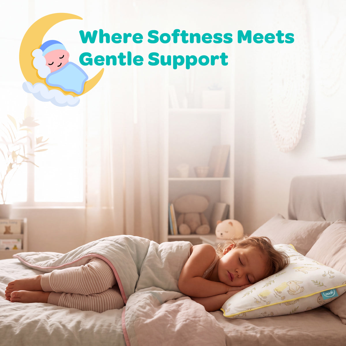 MOON Bamboo Toddler Pillow – Soft Cotton Kids Pillow