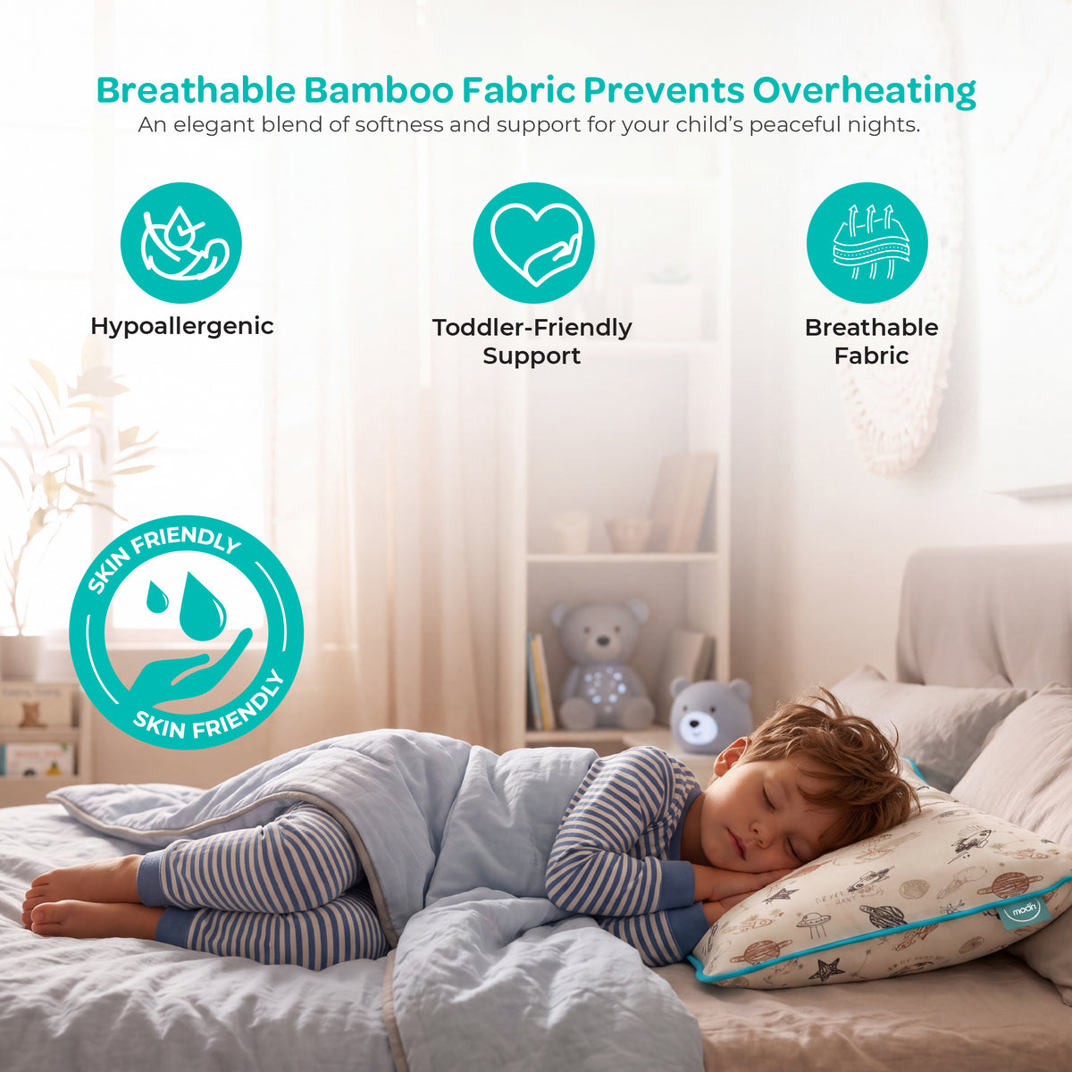 MOON Bamboo Toddler Pillow – Soft Cotton Kids Pillow