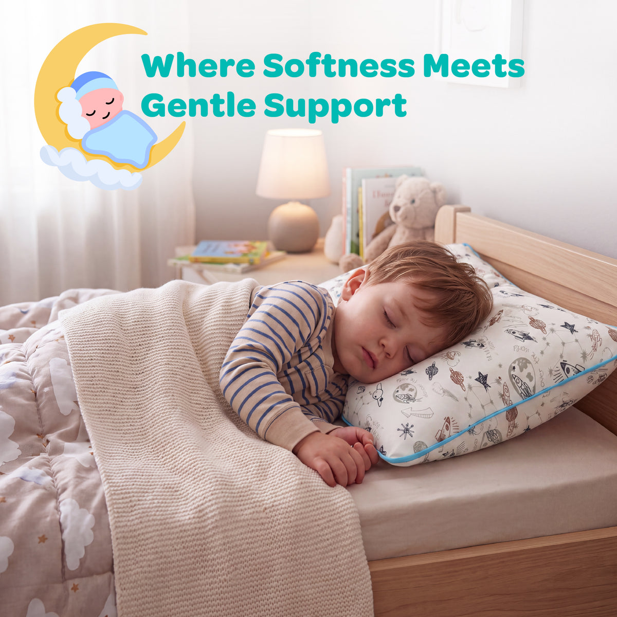 MOON Bamboo Toddler Pillow – Soft Cotton Kids Pillow