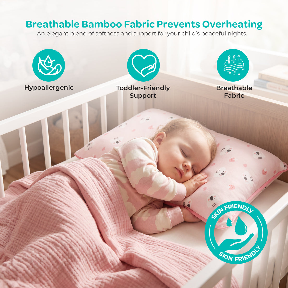 MOON Bamboo Toddler Pillow – Soft Cotton Kids Pillow