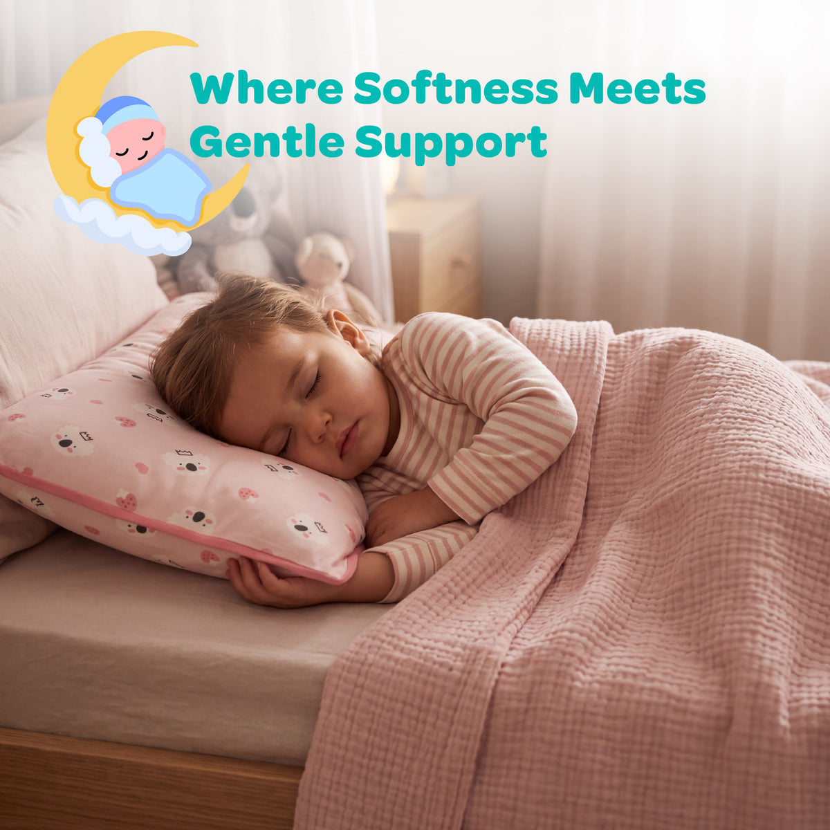 MOON Bamboo Toddler Pillow – Soft Cotton Kids Pillow