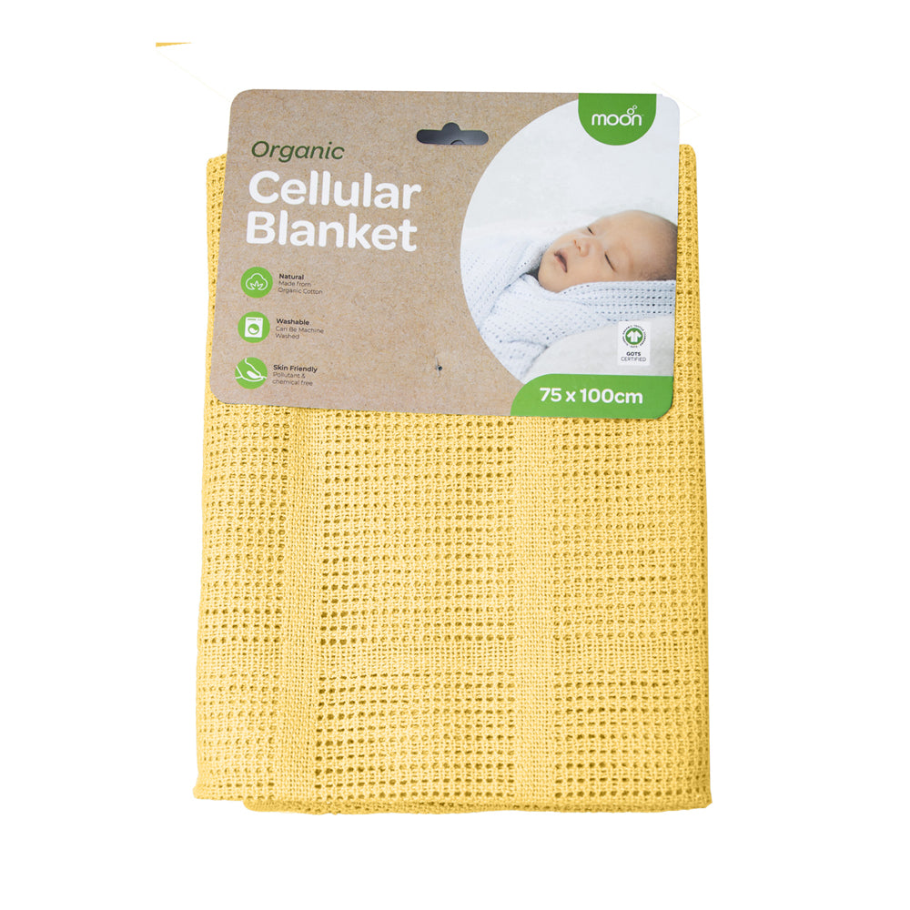 MOON Moses Basket - Grey / MOON Organic Cellular Blanket (75 x 100 CM, Cream) / MOON Disposable Under Pads (45 x 60 cm) - The Moon Brand™