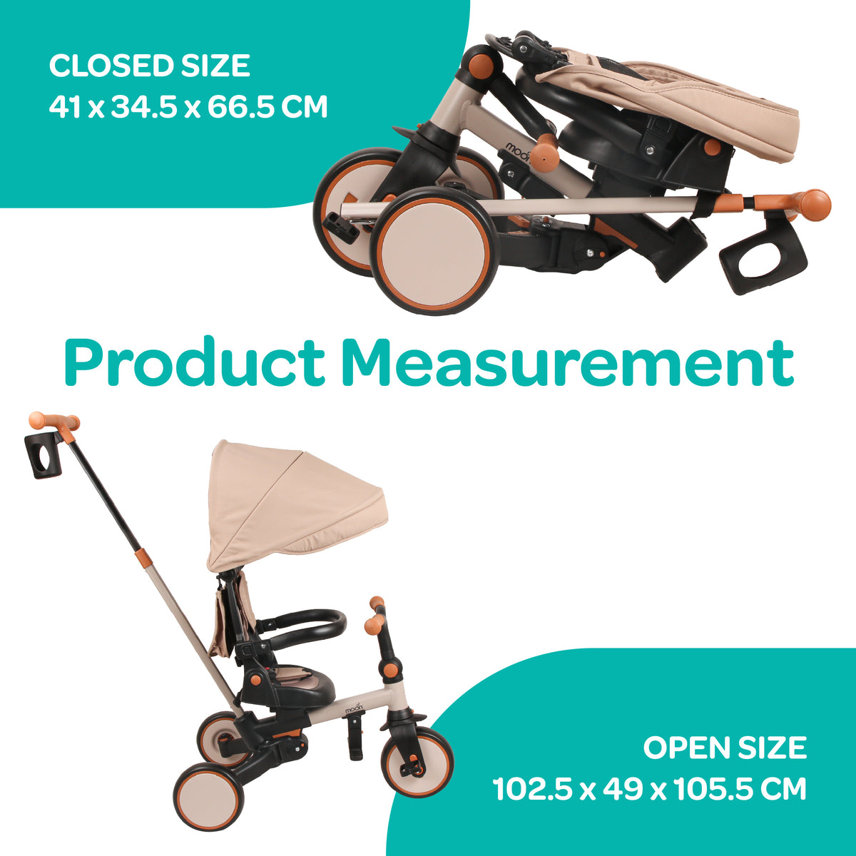 MOON Spinzy 7-in-1 Convertible Baby Tricycle for Kids 1-6 Years