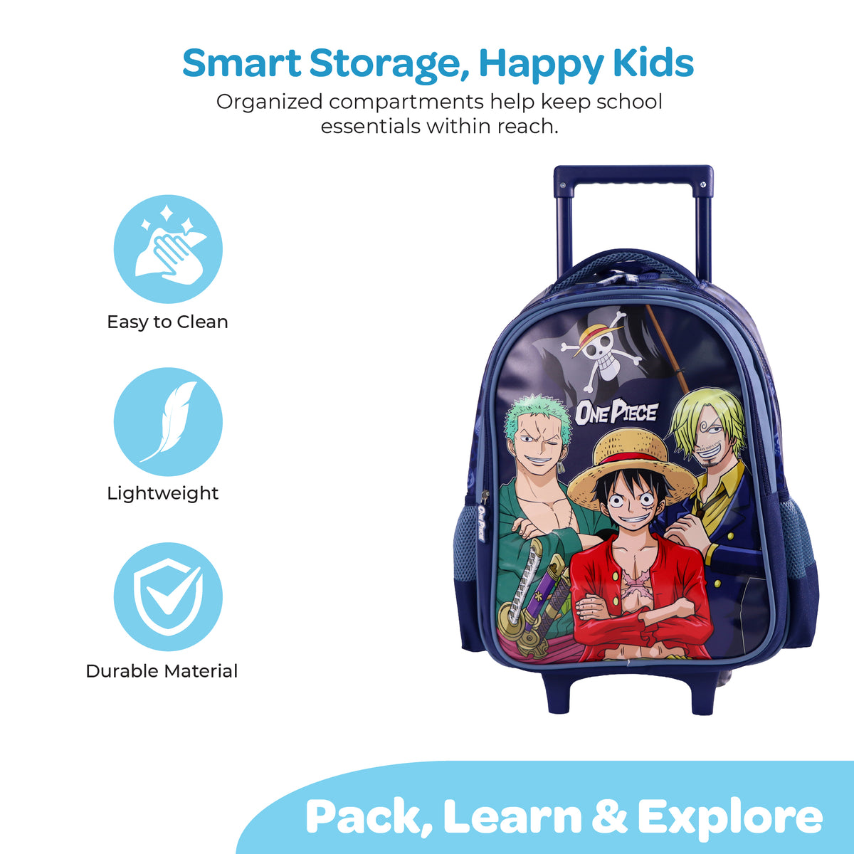 MOON Licensed One Piece 3 in 1 Kids Trolley Set