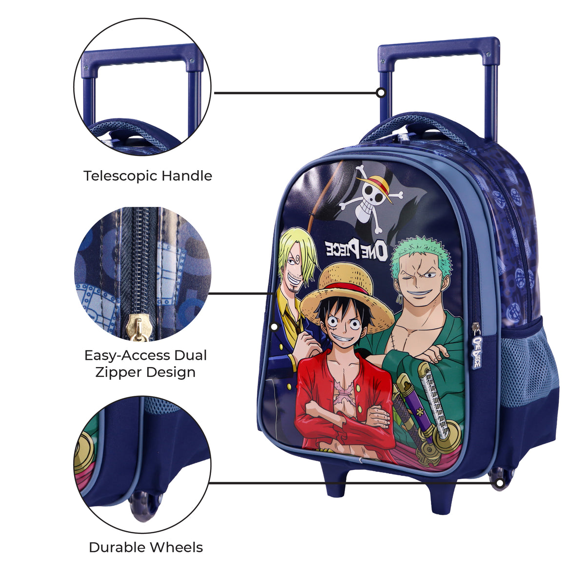 MOON Licensed One Piece 3 in 1 Kids Trolley Set