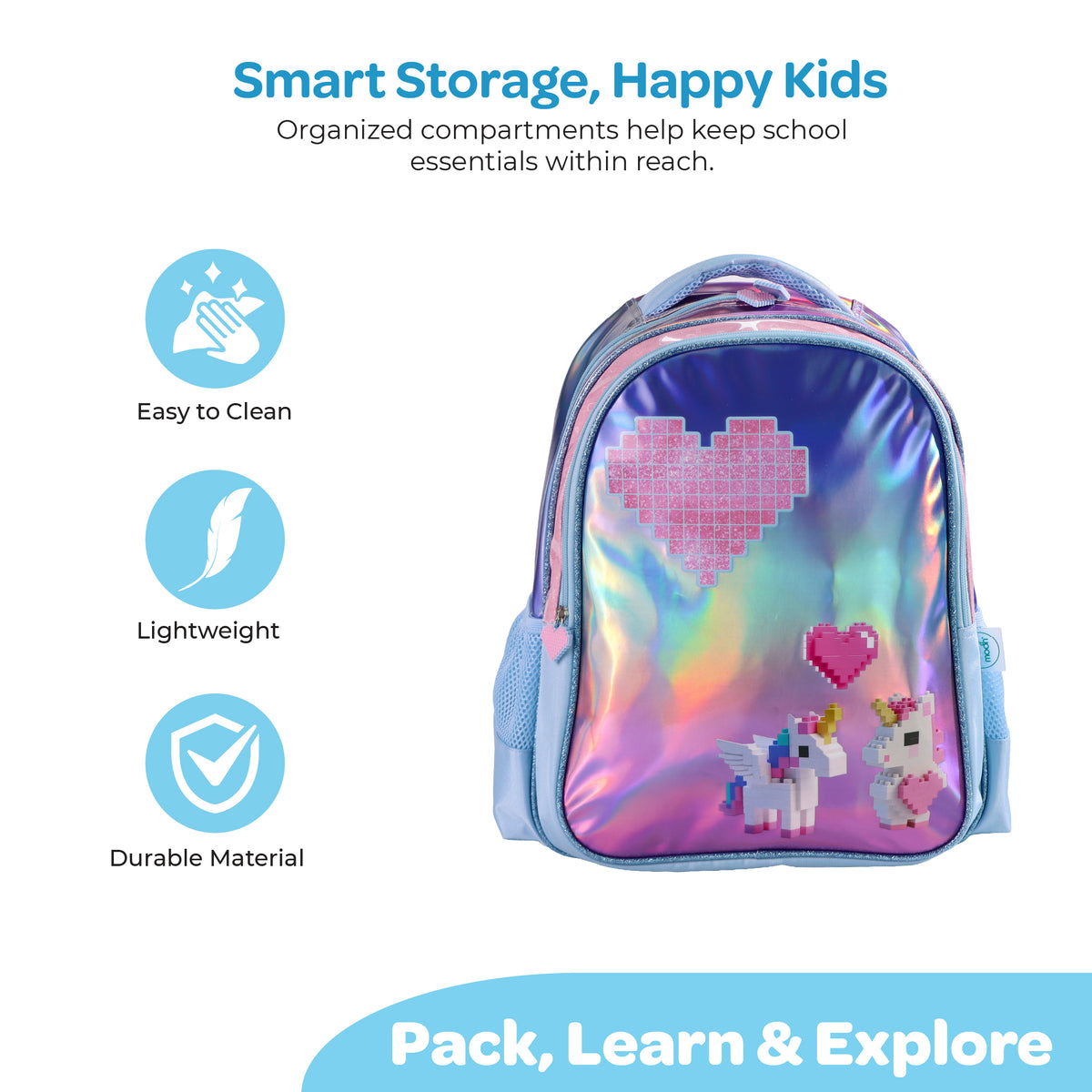 MOON Unicorn Backpack Set for Girls 3 in 1