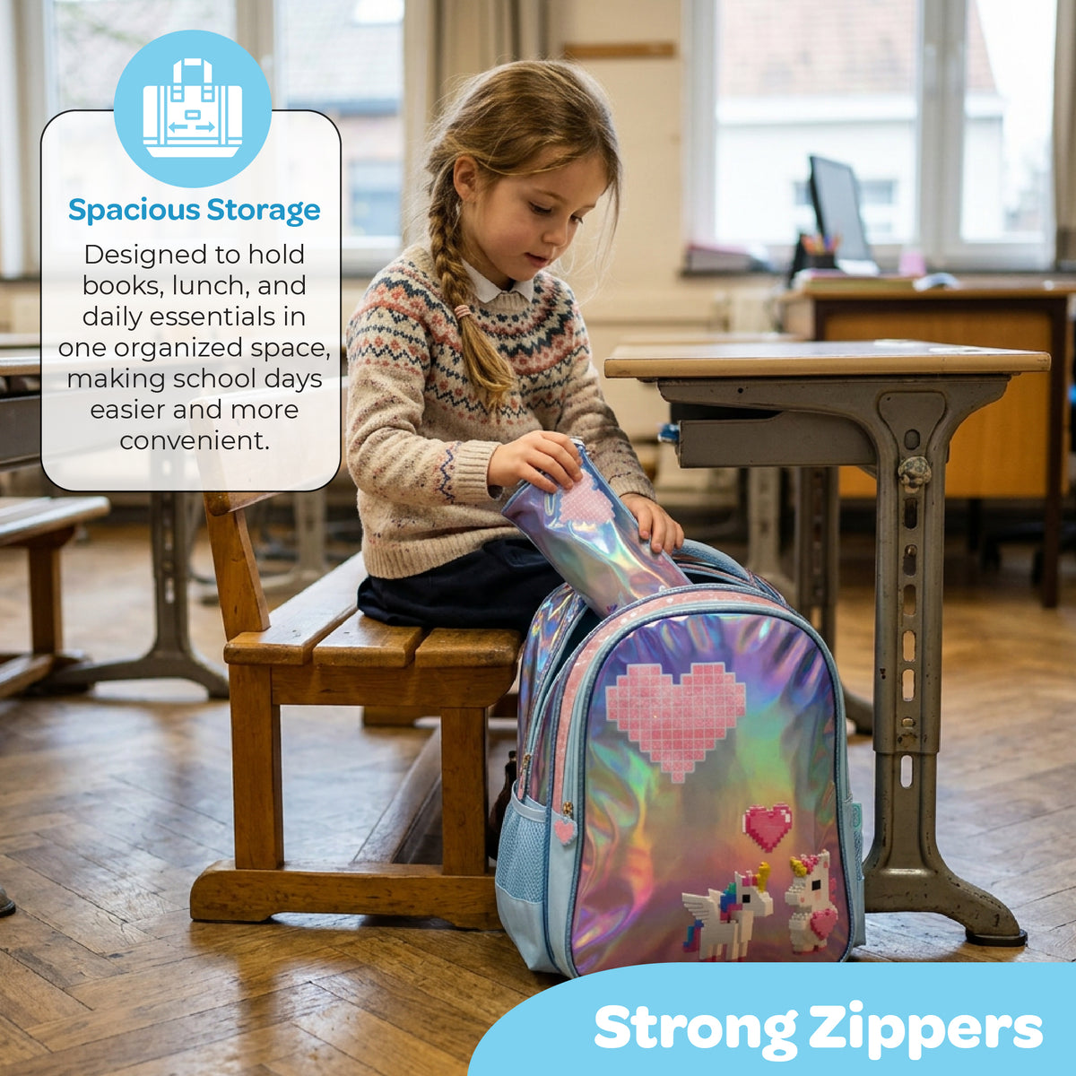 MOON Unicorn Backpack Set for Girls 3 in 1