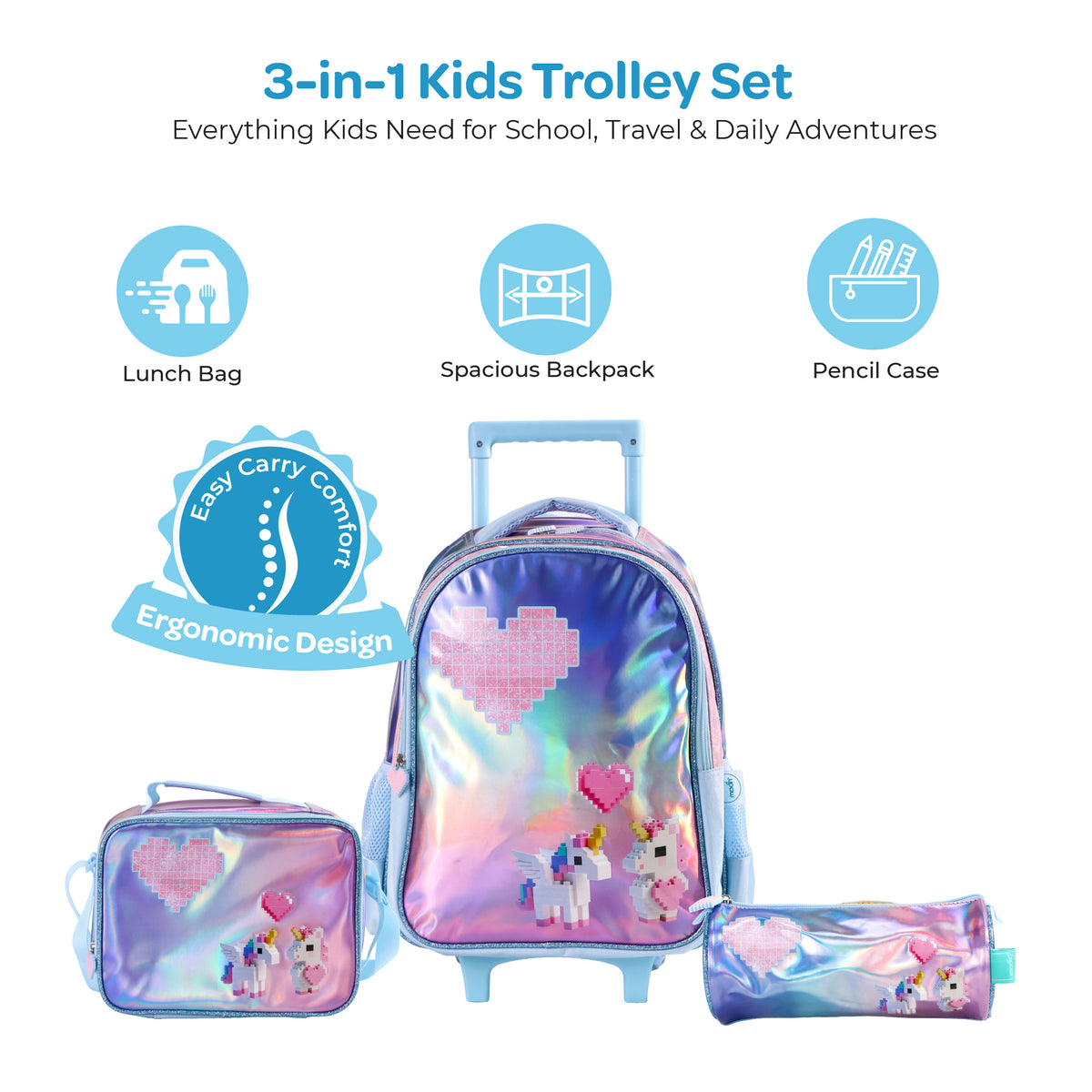 MOON Unicorn 3 in 1 Kids Trolley Set