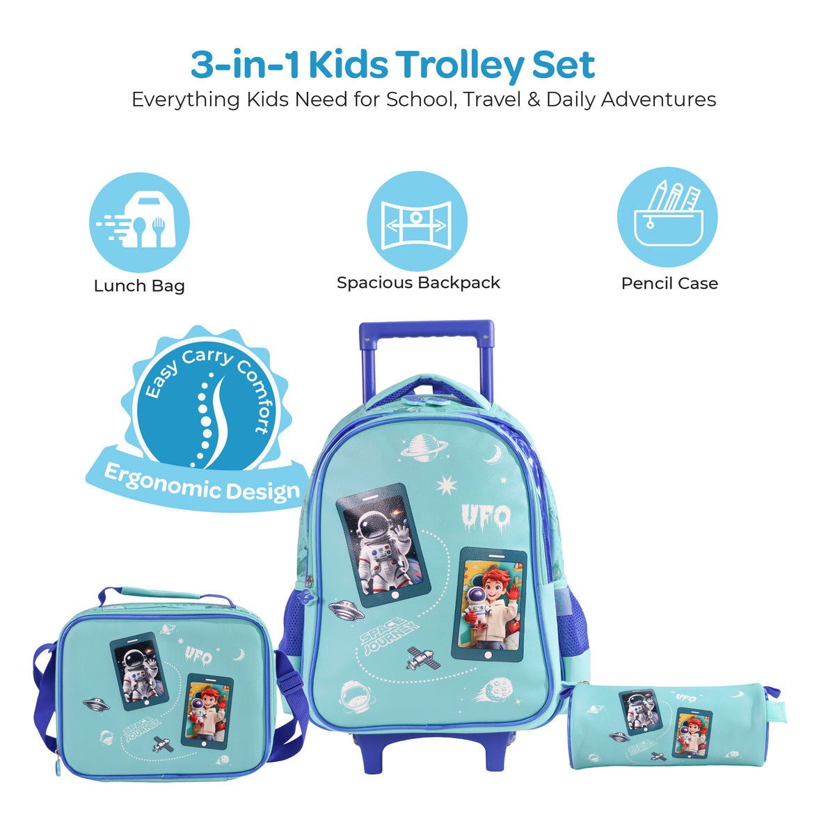 MOON Astronaut 3-in-1 Trolley School Bag Set