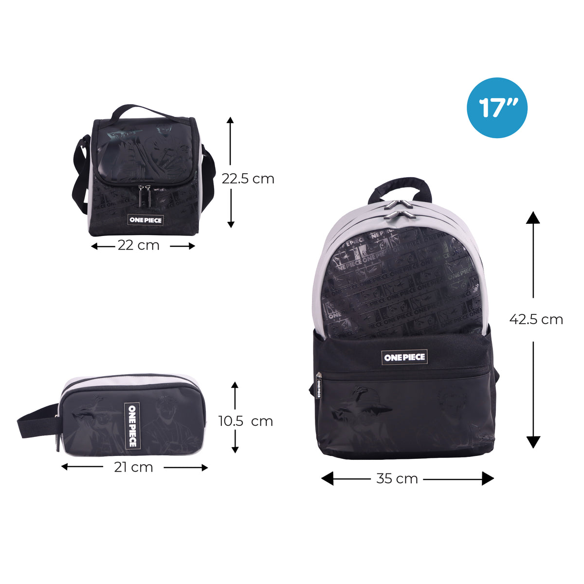 MOON Licensed One Piece 3-in-1 Kids School Backpack set