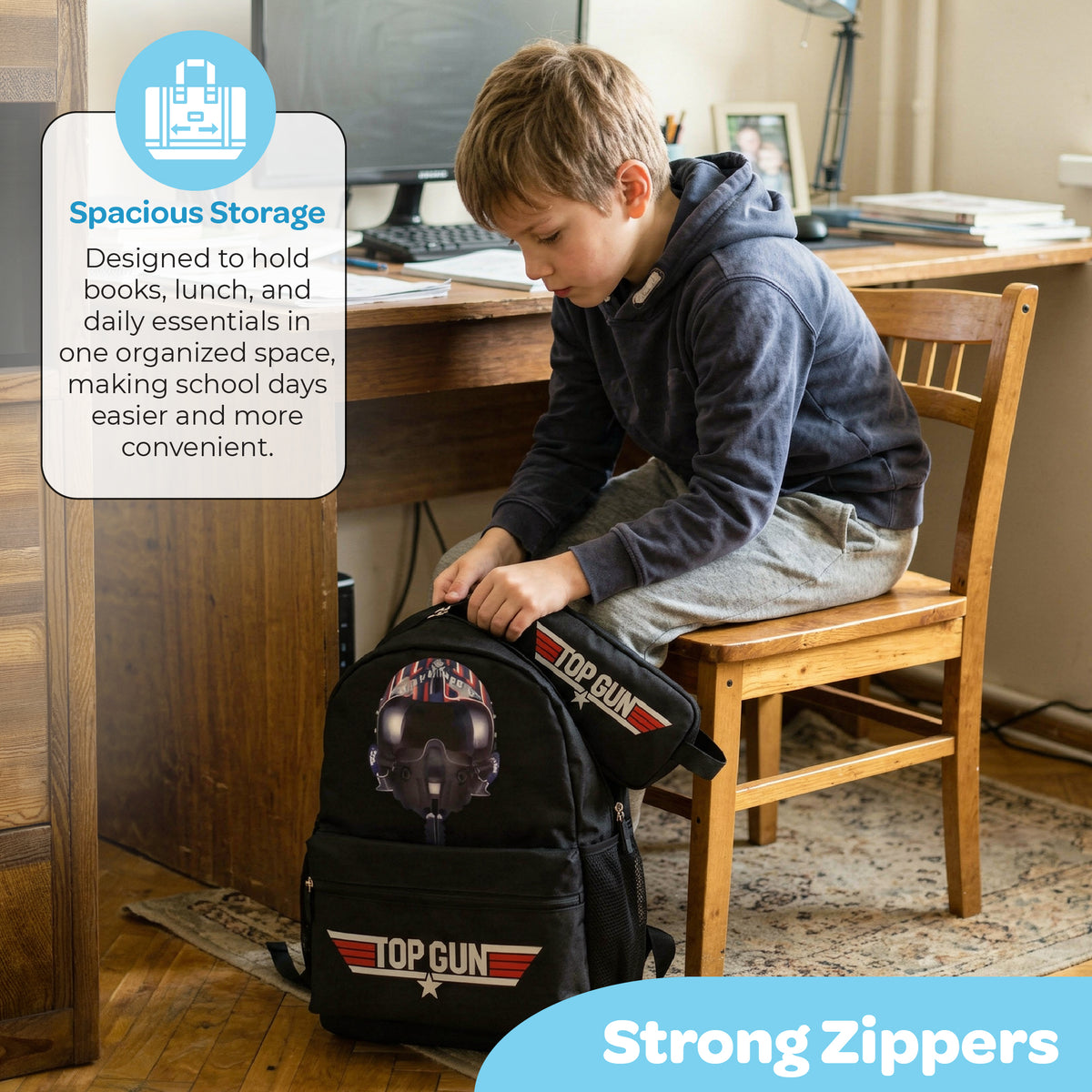 MOON Licensed Top Gun 3 in 1 Kids Backpack Set
