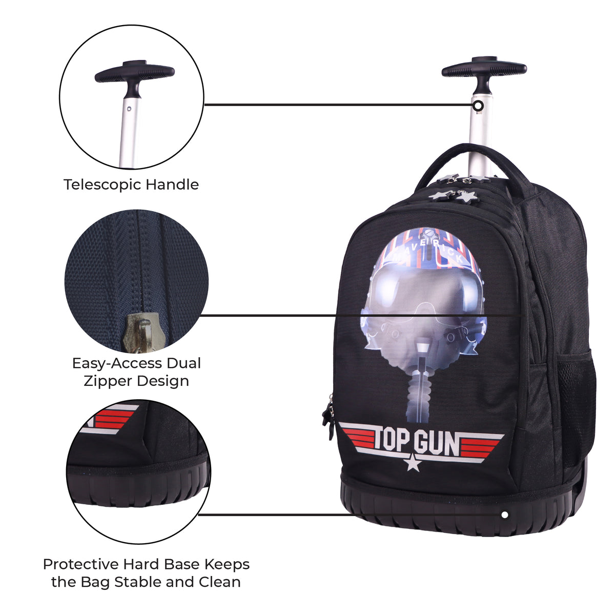 MOON Licensed Top Gun 3-in-1 Kids Trolley Backpack Set