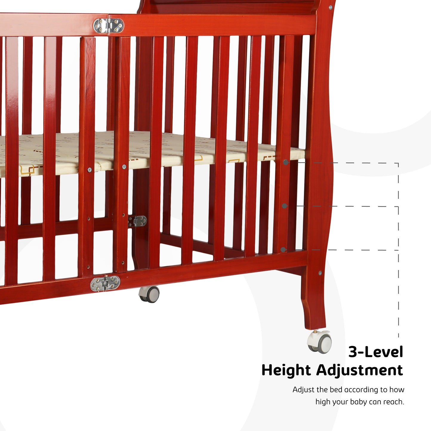 MOON Wooden Foldable Baby Crib (129X69X96 cm)-Natural wood