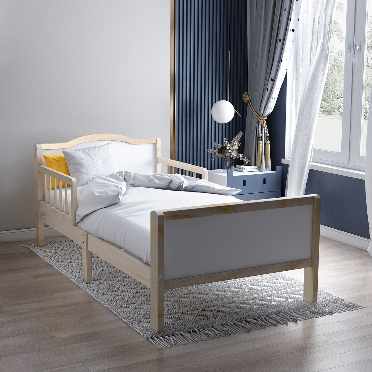 Wooden Toddler Bed(143 x 73 x 60)-Natural wood - The Moon Brand™