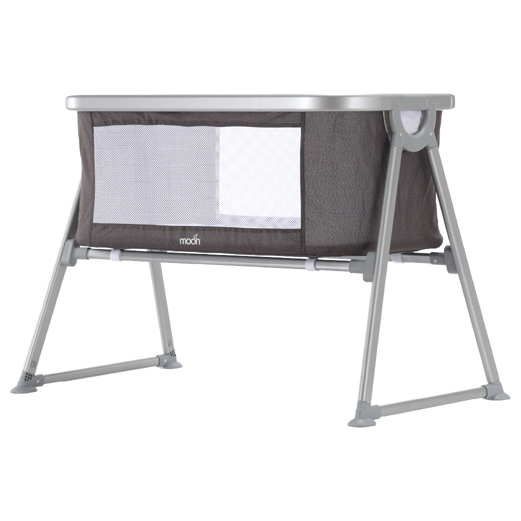 MOON Serene Foldable Baby Bassinet - Breathable Mesh, Aluminium Frame, Carry Bag Included - Black