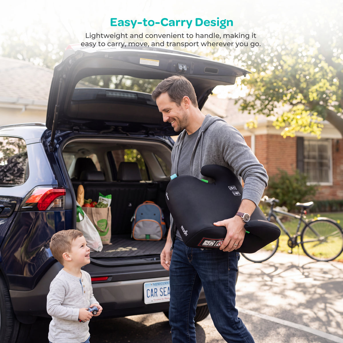 MOON Elvo Baby Booster Car Seat - Black — The Moon Brand product image