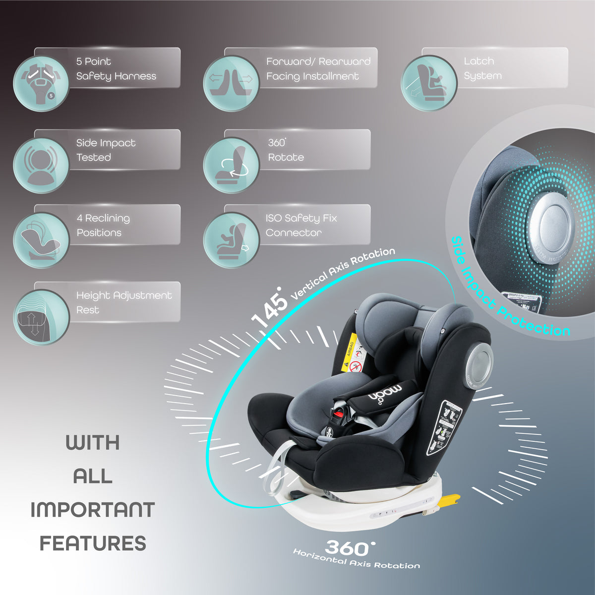 MOON GYRO Car Seat/ Baby Side Mirror/ Baby Back Seat Organizer - The Moon Brand™