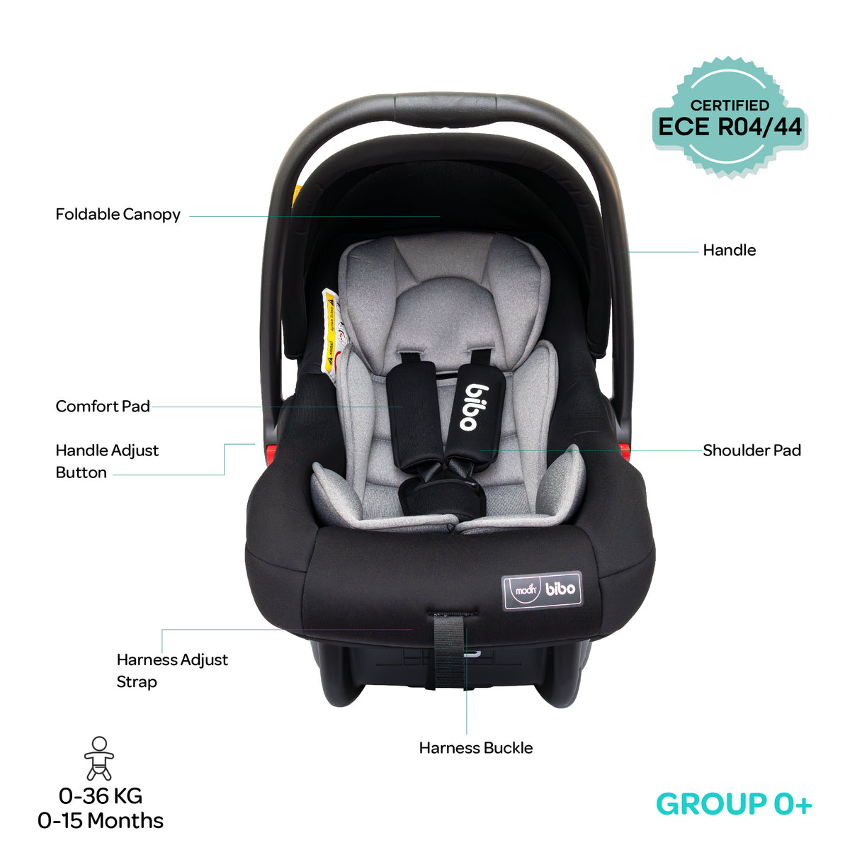 The Moon Brand Bibo Infant/Baby/Kids Travel Car Seat With Full Body Support Cushion