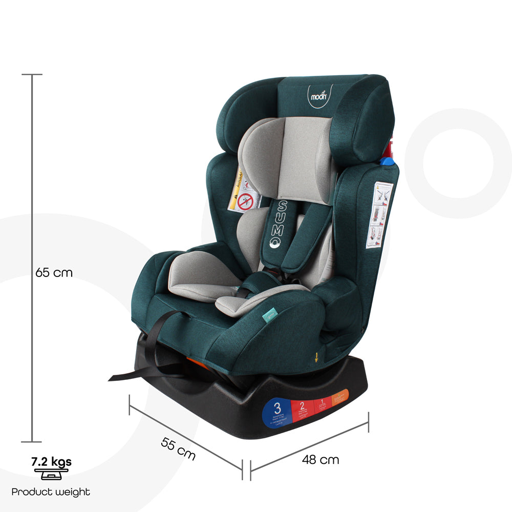 MOON Sumo Baby/Infant Car Seat (0-6 Years, 0-25 Kg, Green) / Baby Back Seat Mirror (Black Twill) / Baby Back Seat Organizer (Black Twill) - The Moon Brand™