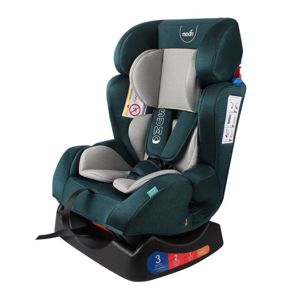 MOON Sumo Baby/Infant Car Seat (0-6 Years, 0-25 Kg, Green) / Baby Back Seat Mirror (Black Twill) / Baby Back Seat Organizer (Black Twill) - The Moon Brand™