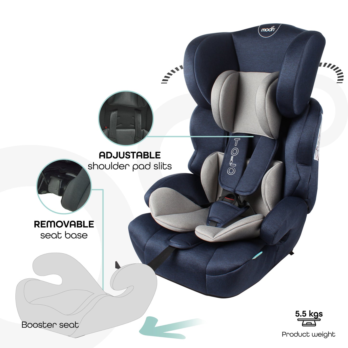 MOON Tolo - Baby/Kids Car seat (Group-1,2,3) -Pink