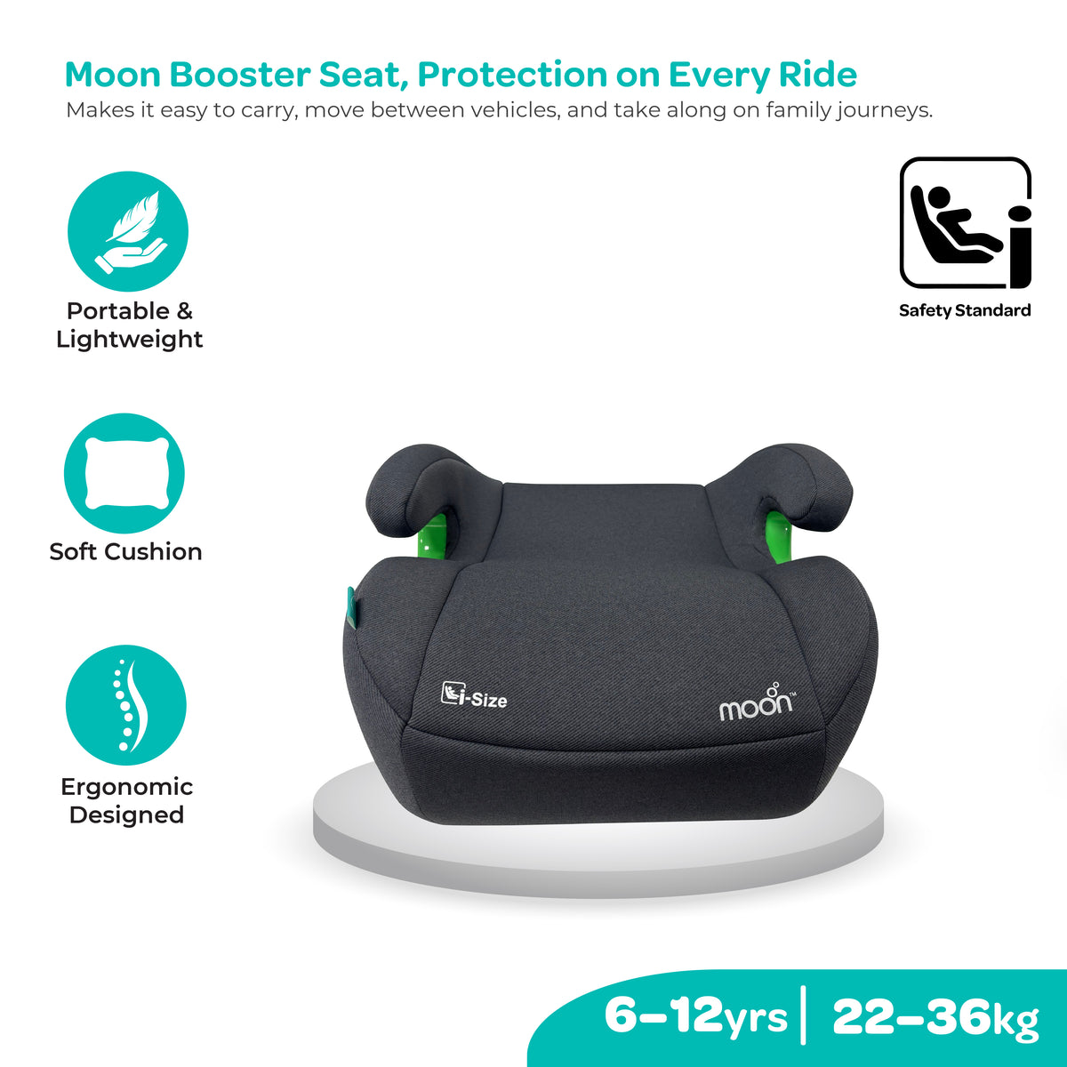 MOON Elvo Fx Baby Booster Car Seat - Dark Grey — The Moon Brand product image