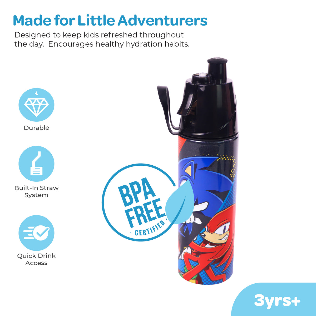 MOON Sonic Kids Spray Mist Water Bottle 500ml