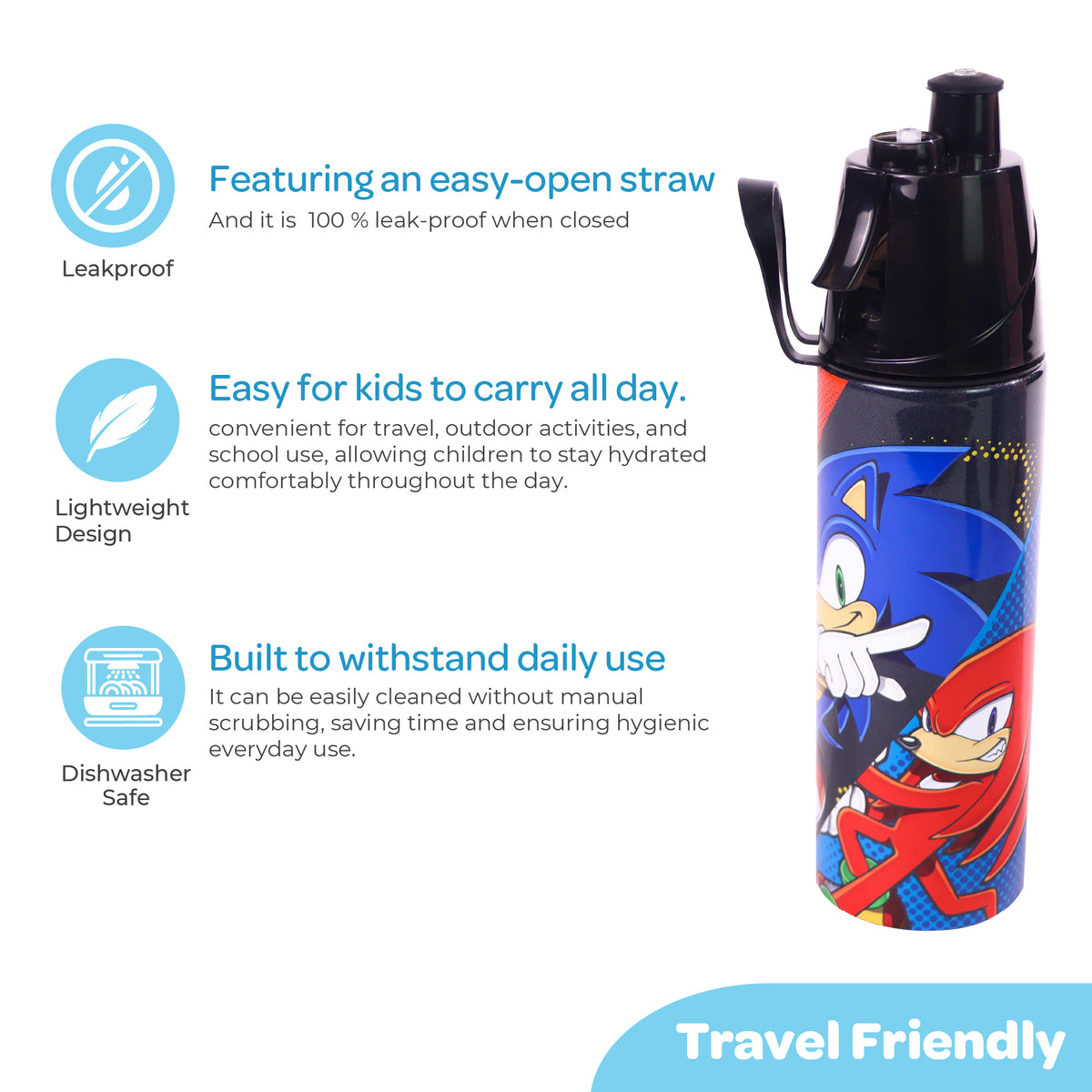 MOON Sonic Kids Spray Mist Water Bottle 500ml