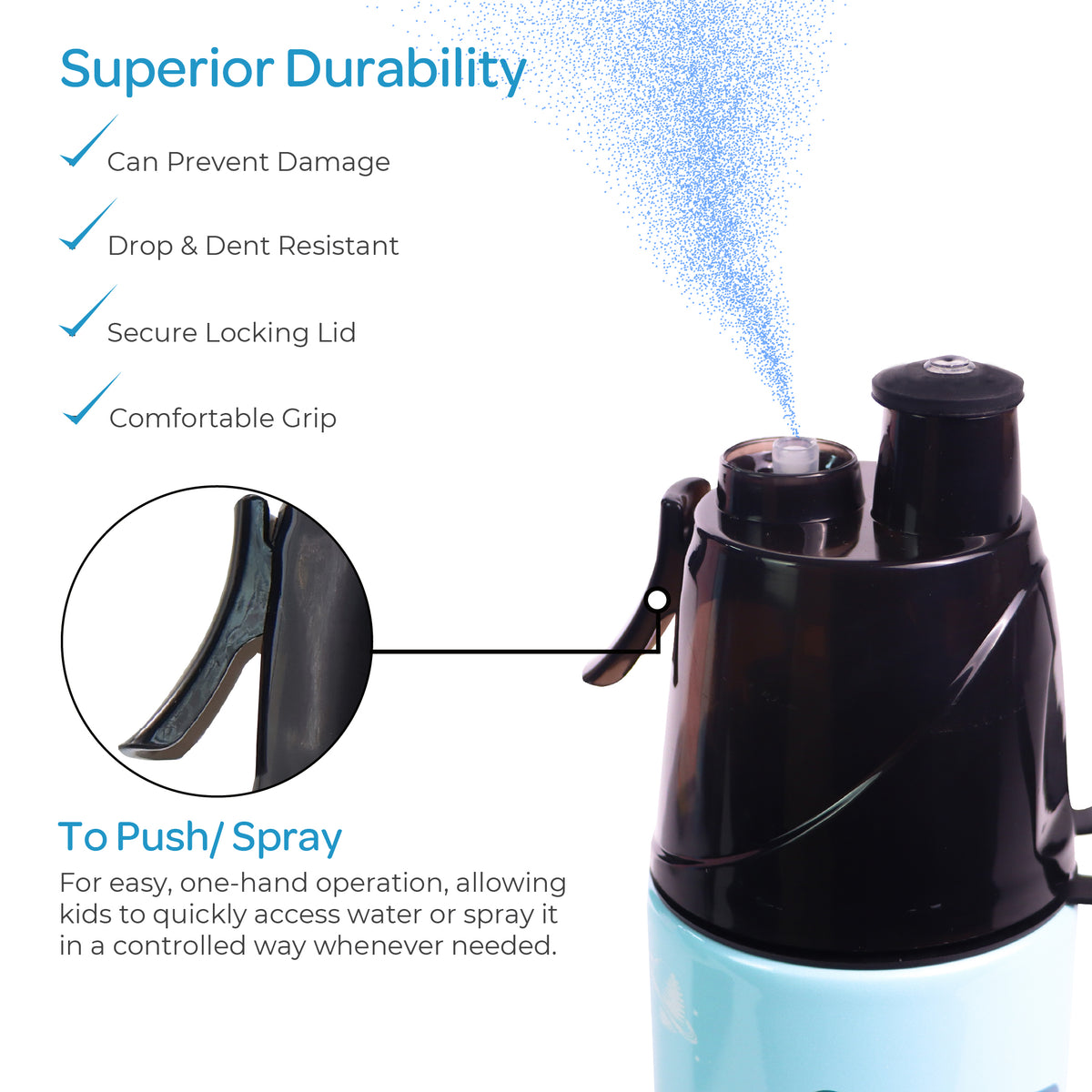 MOON Kids Mist Spray Water Bottle 500ml Stainless Steel