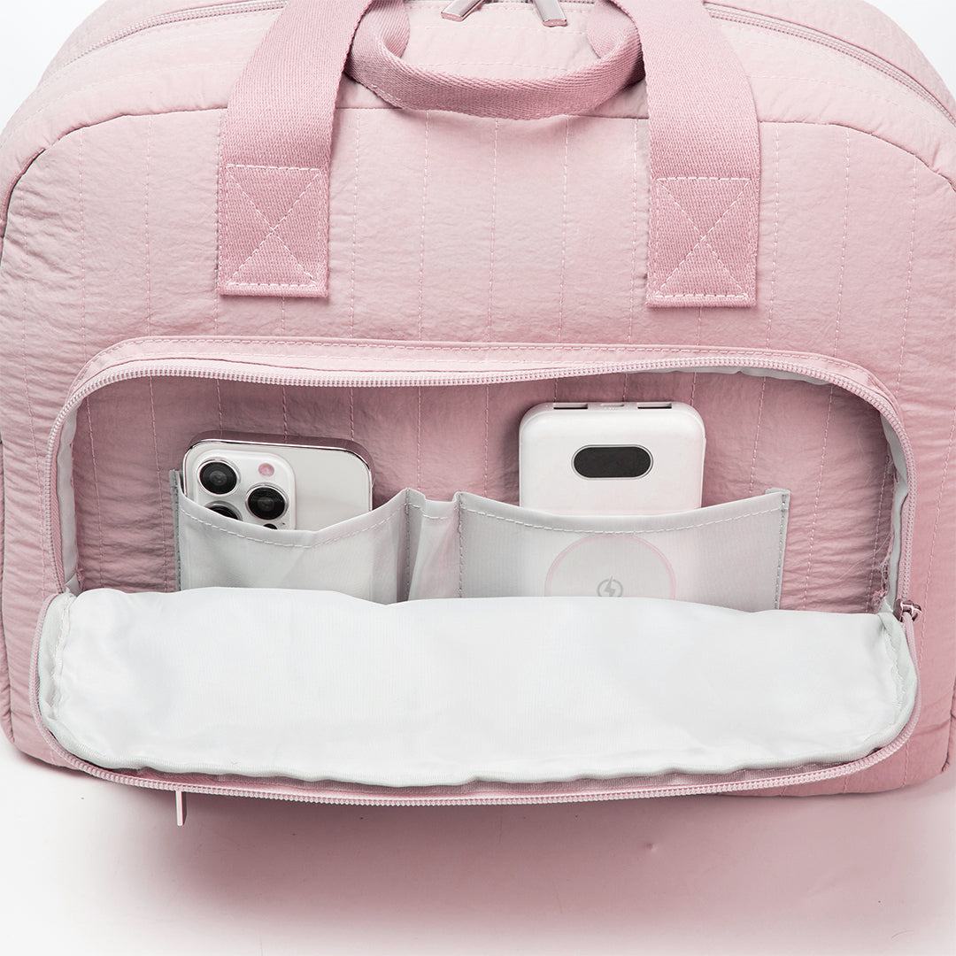 Moon Veira Diaper Bag Backpack – Multifunctional 3-in-1 Shoulder Bag, Backpack & Stroller Bag - Beige/Green/Pink