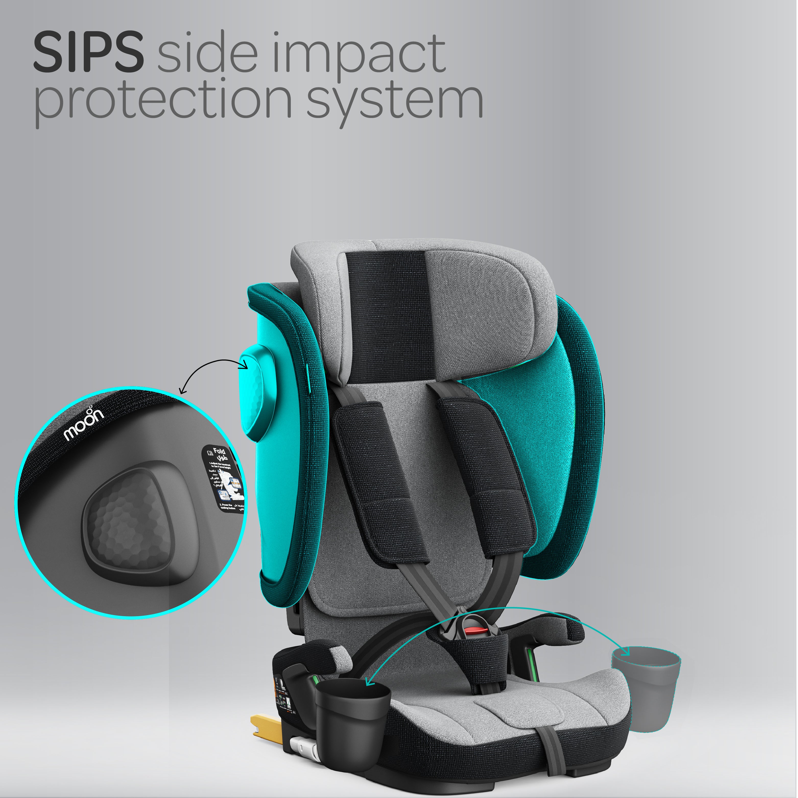 MOON Folda Max ECE R129 i-Size Foldable Car Seat with ISOFIX & Top Tether - The Moon Brand™