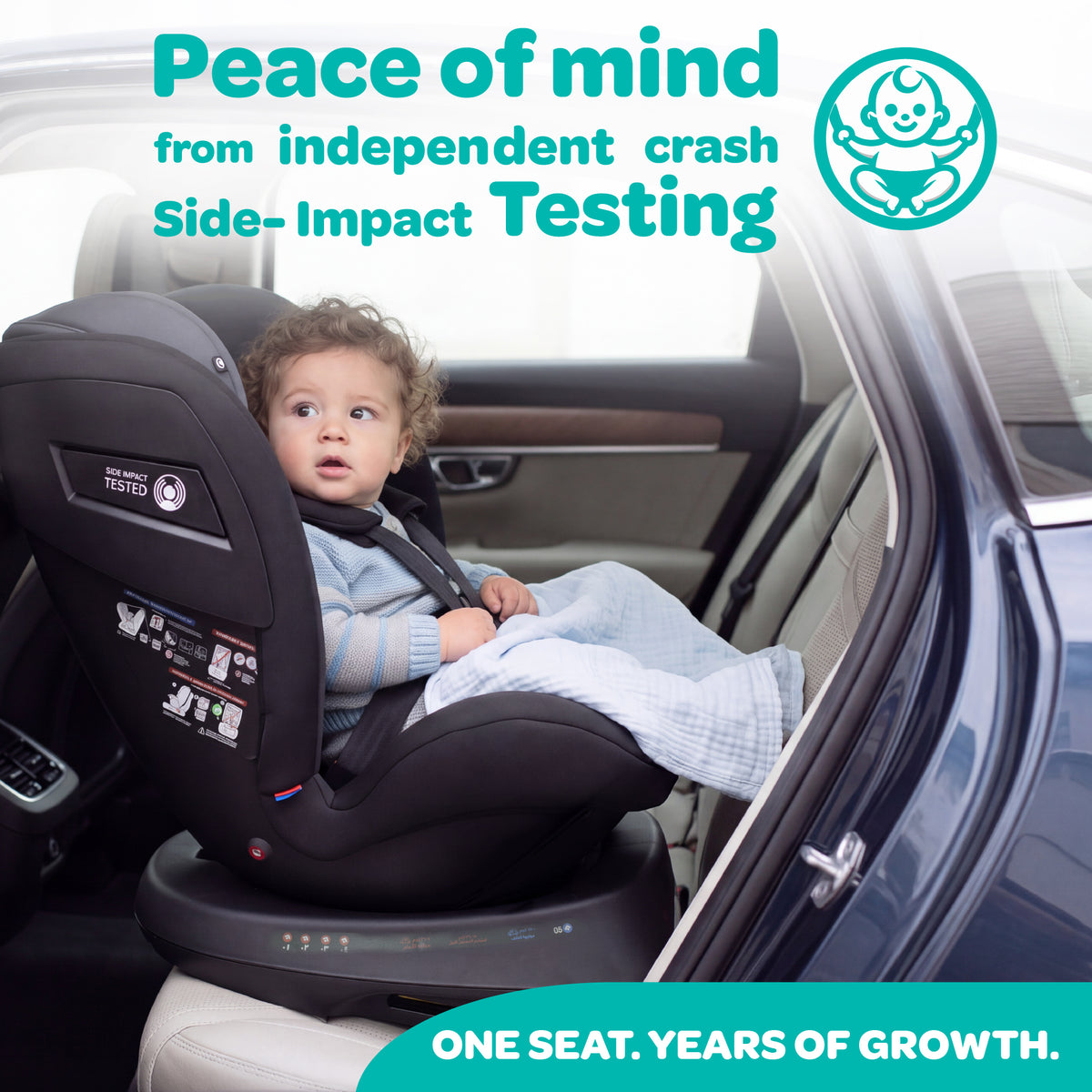 MOON Orbix 360° rotating Car Seat -0+/1/2/3, ISOFIX & Latch, Crash Tested (0-36kg)-Black — The Moon Brand product image
